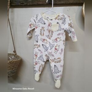 Disney White Pooh Print Footie One Piece